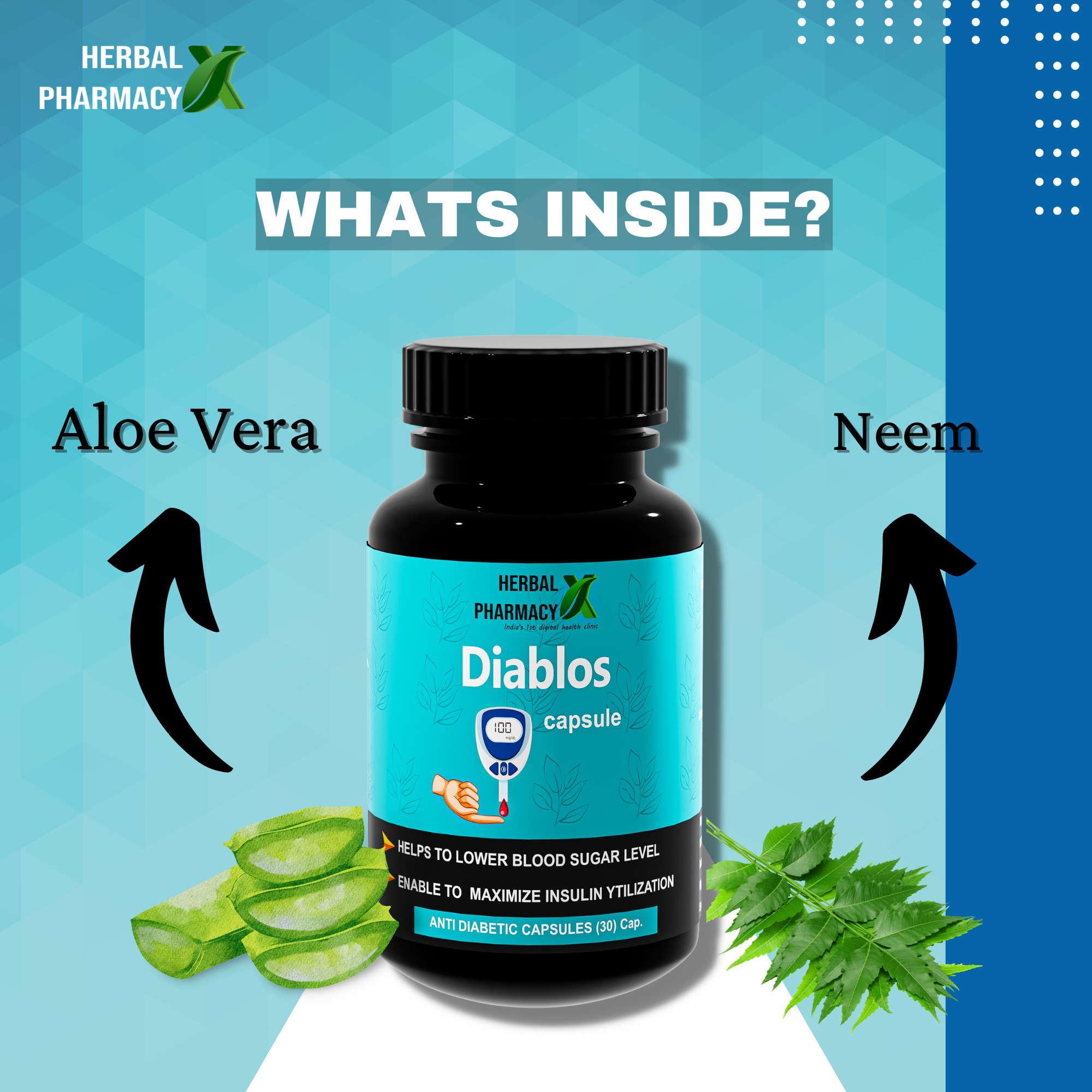 Herbal Pharmacy Diablos Combo For Healthy Blood Sugar Levels, with Neem and Aloe Vera