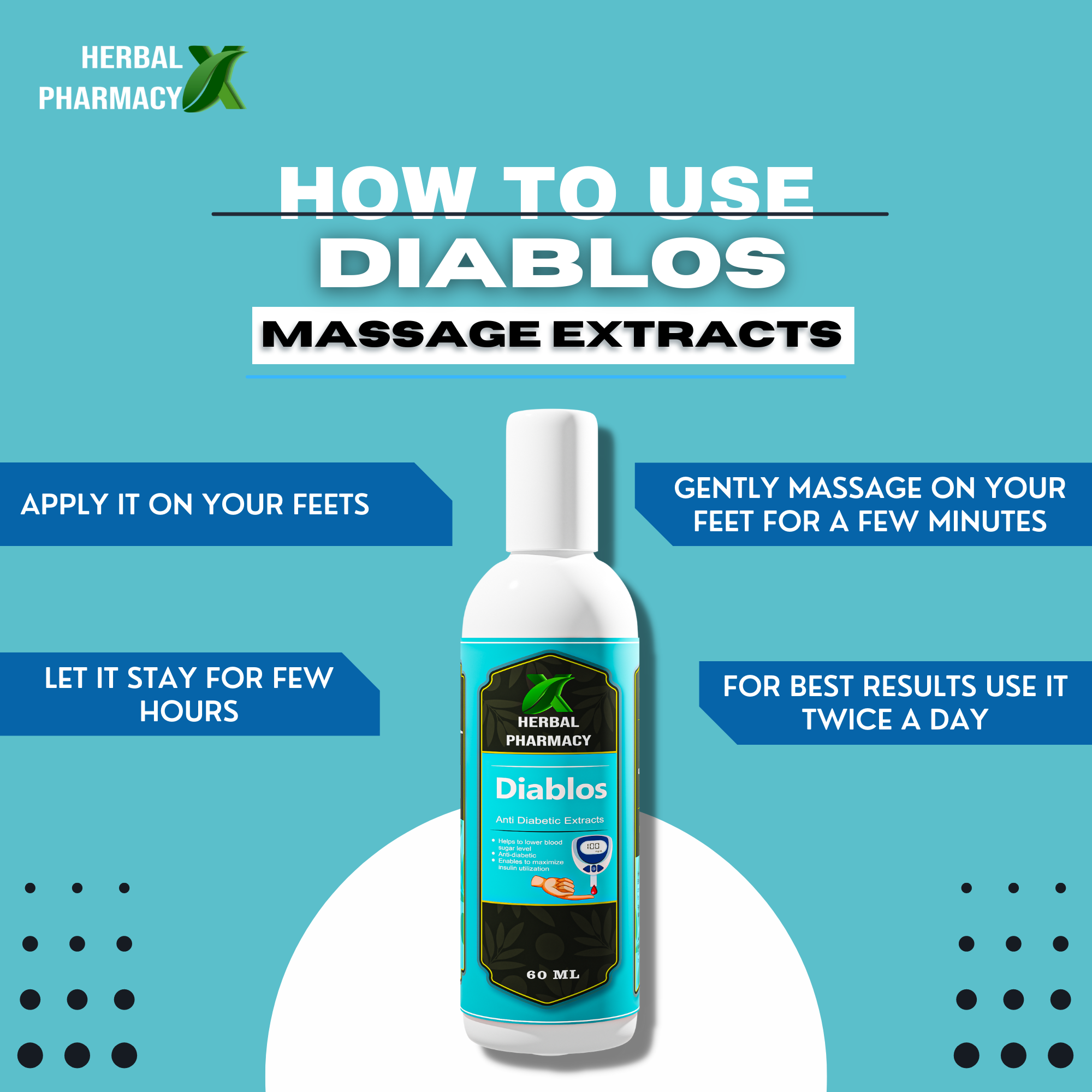 Herbal Pharmacy Diablos Massage Extracts For Healthy Blood Sugar Levels, with Neem and Aloe Vera