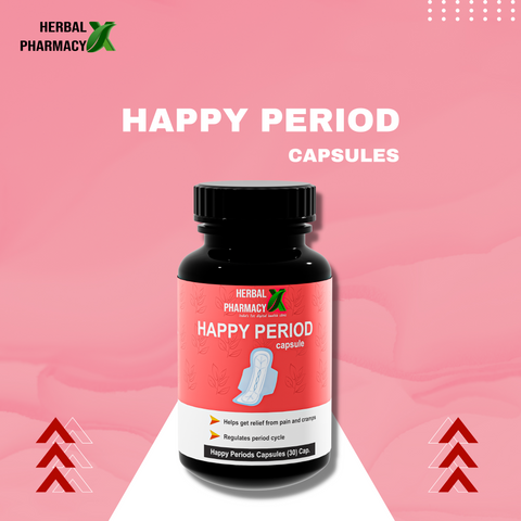 Herbal Pharmacy Happy Periods Good Period Capsule, Regulates menstrual cycle (Period Pain Relief) (30 Capsules)