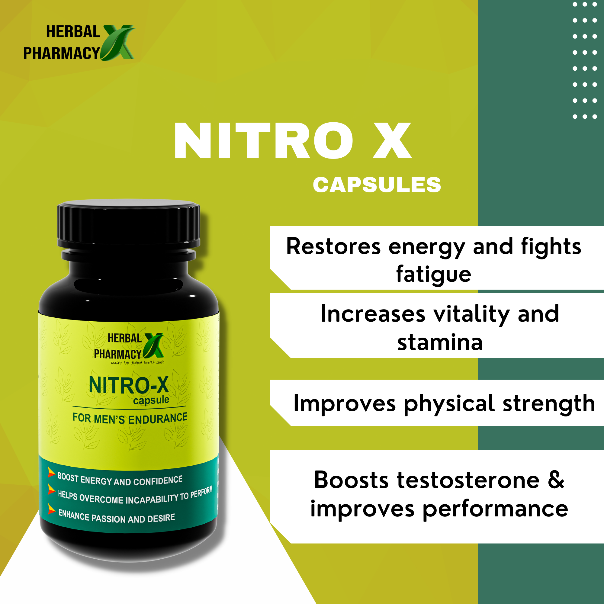 Herbal Pharmacy NITRO X  Performance Capsule (Ayurvedic Stamina Booster) (60 Capsules)
