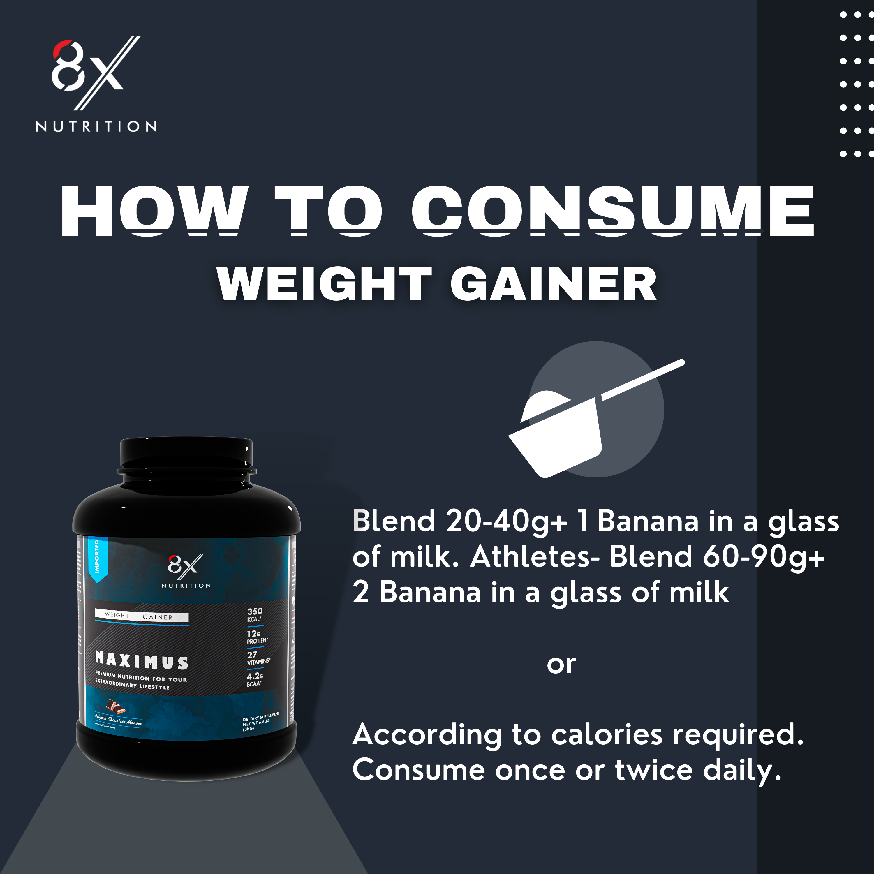 8X Nutrition Weight Gainer with Added Digezyme (6.6 LBS) - BELGIUM CHOCOLATE MOUSSE