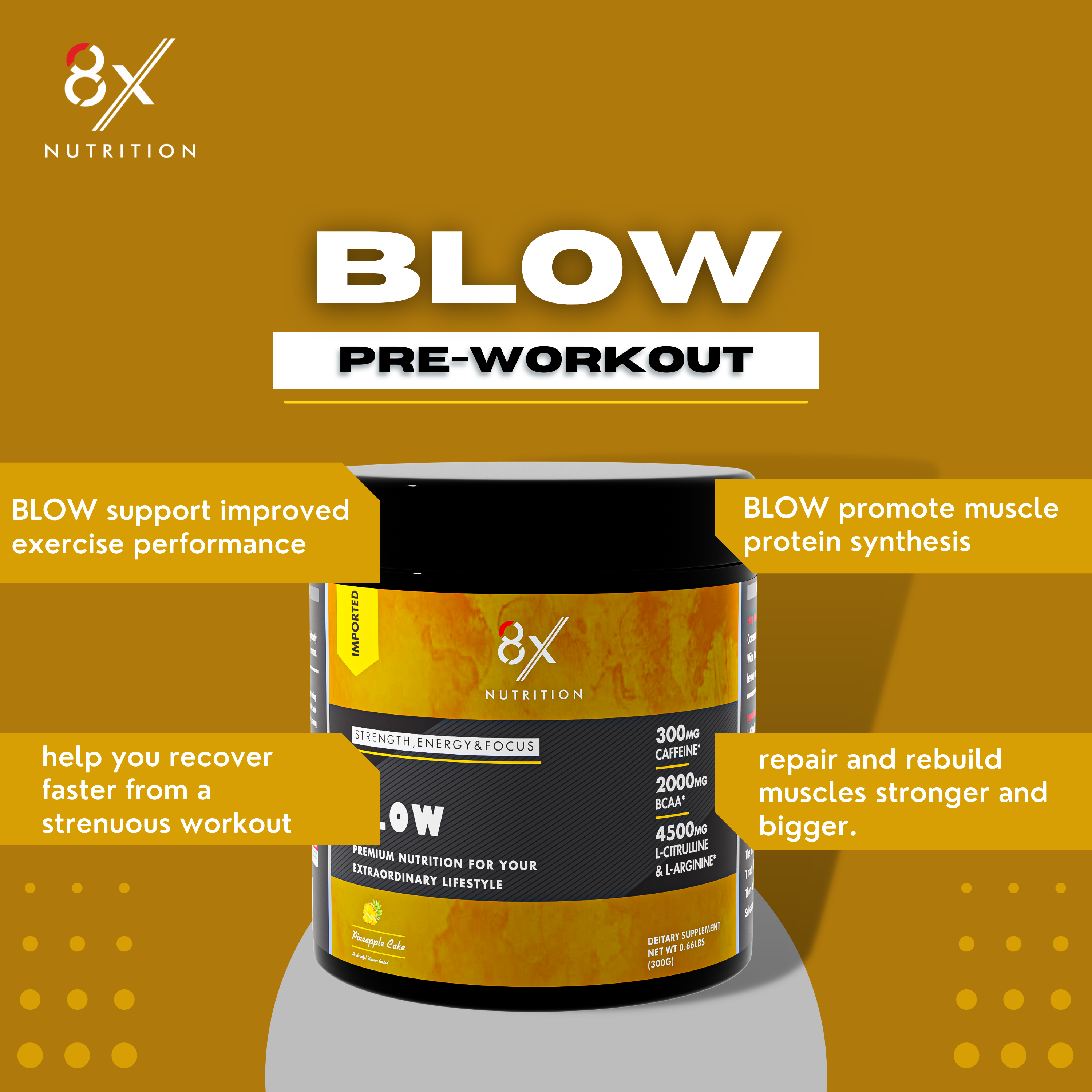 8X Nutrition PRE Workout - Pineapple Cake