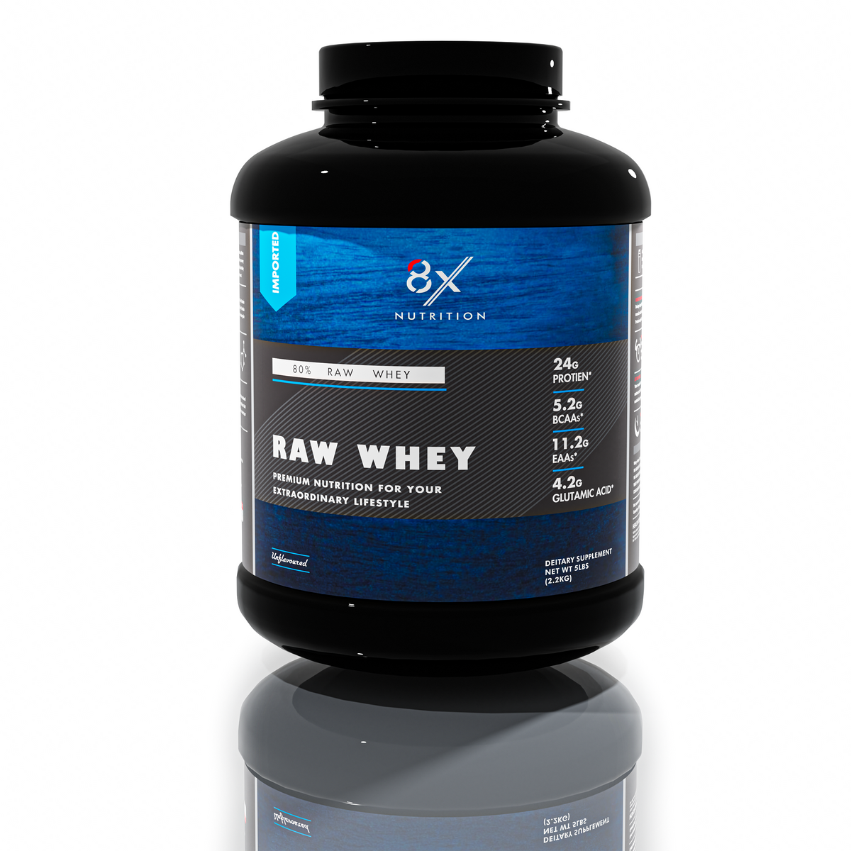 8X Nutrition Raw Whey Protein Supplement Powder (6.6 LBS)