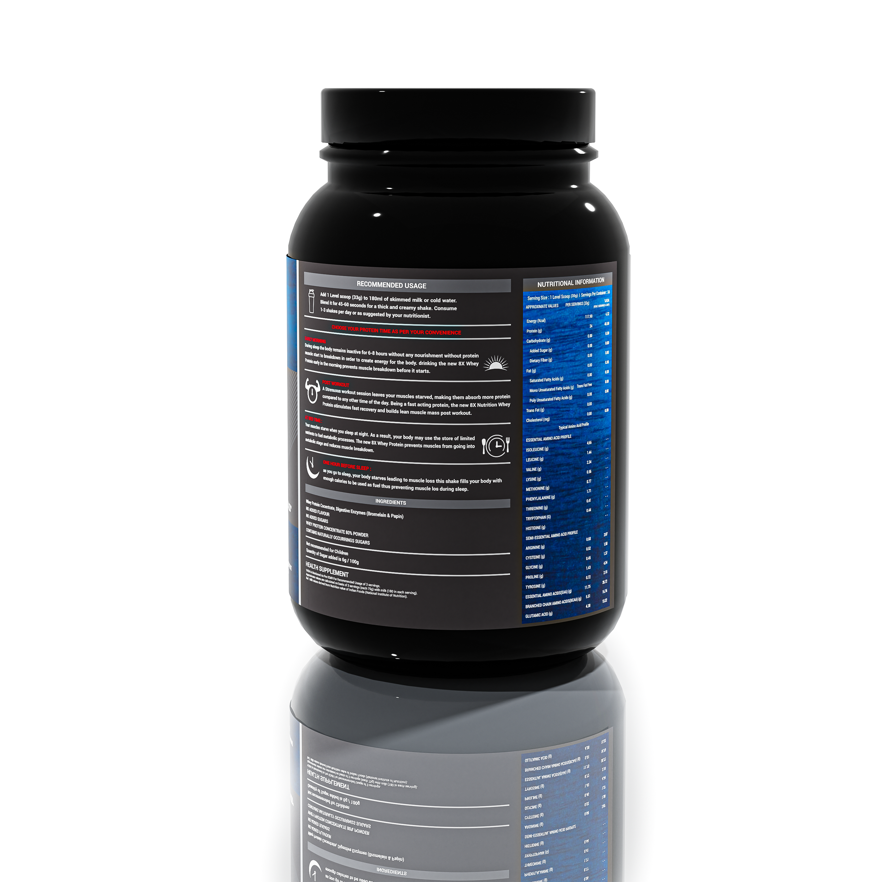 8X Nutrition Raw Whey Protein Supplement Powder (2.2 LBS)