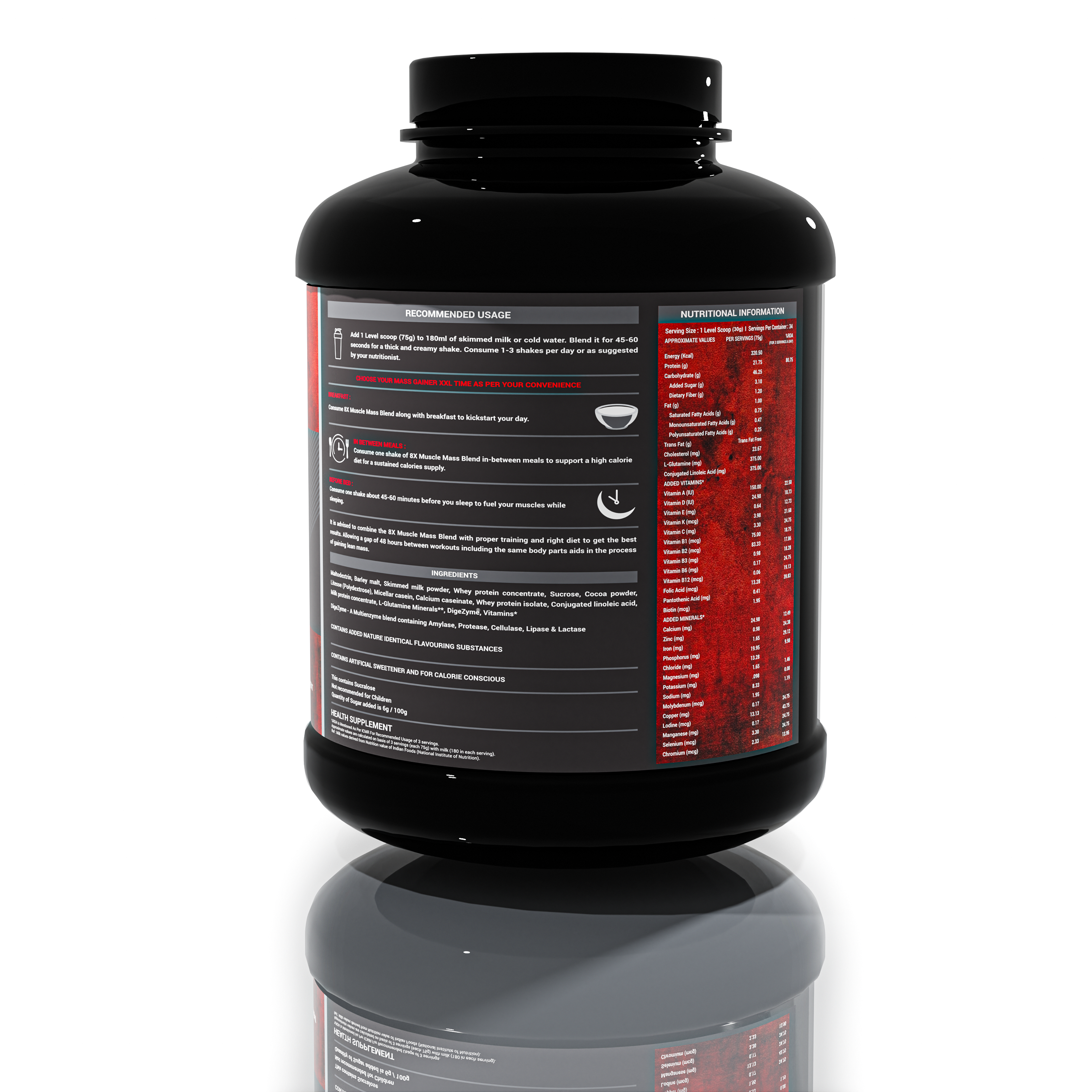 8X Nutrition Muscle Mass Blend with Complex Carbs and Proteins in 3:1 ratio (6.6 LBS) - BELGIUM CHOCOLATE MOUSSE