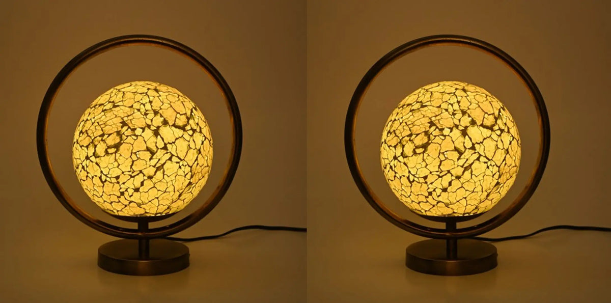 Designer  Decorative Round Table Lamp With Decorative Colorful Glass Shade