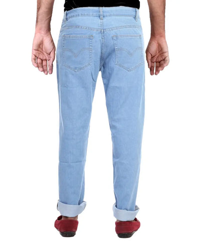 Blue Strechable Regular Wear Jeans