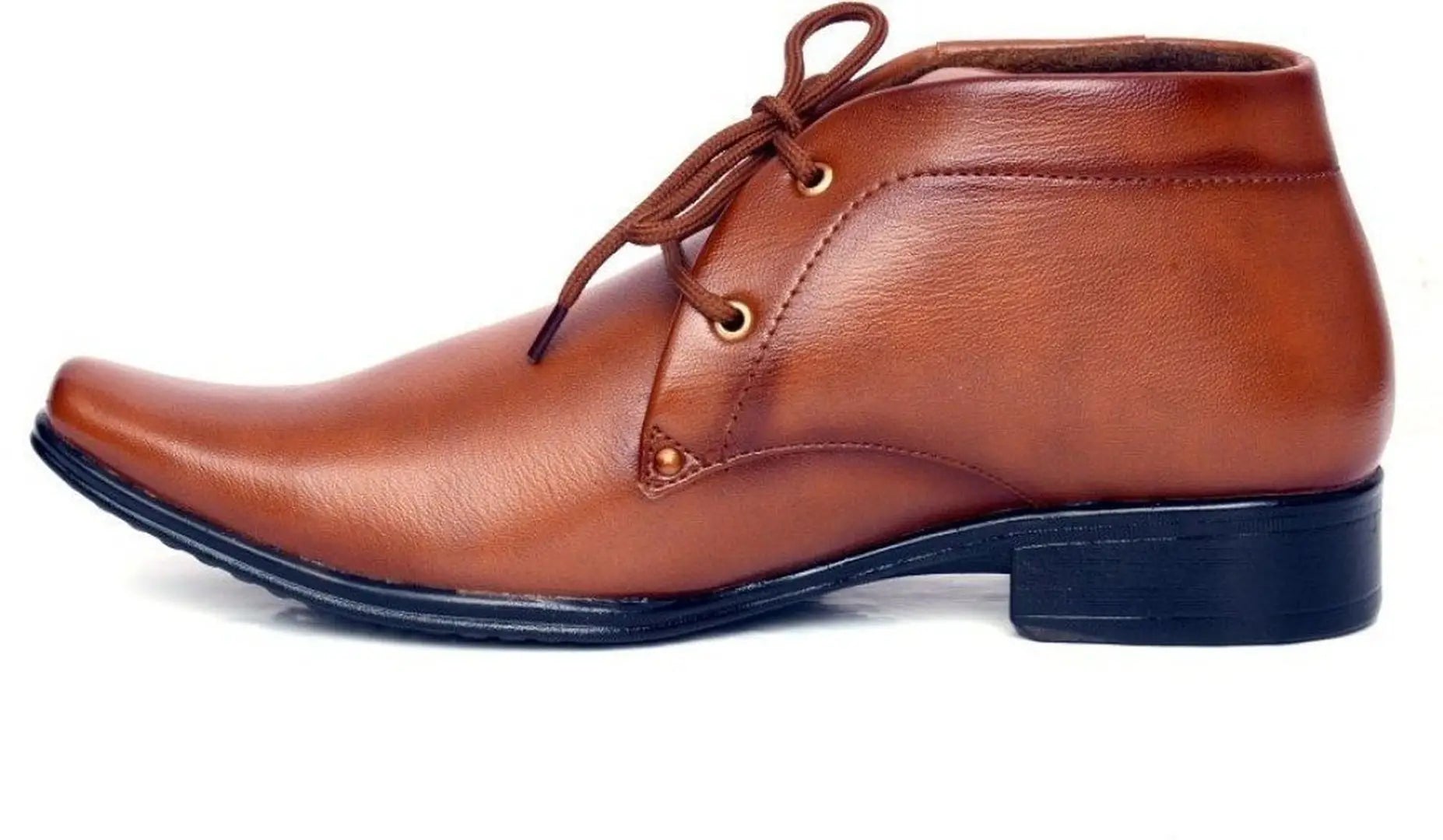 Tan Solid Synthetic Formal Shoes