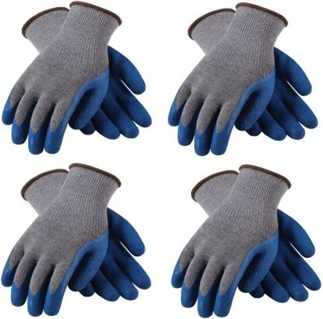 GREY BLUE KNITTED PALM COATED GLOVES PACK OF 4 PAIR