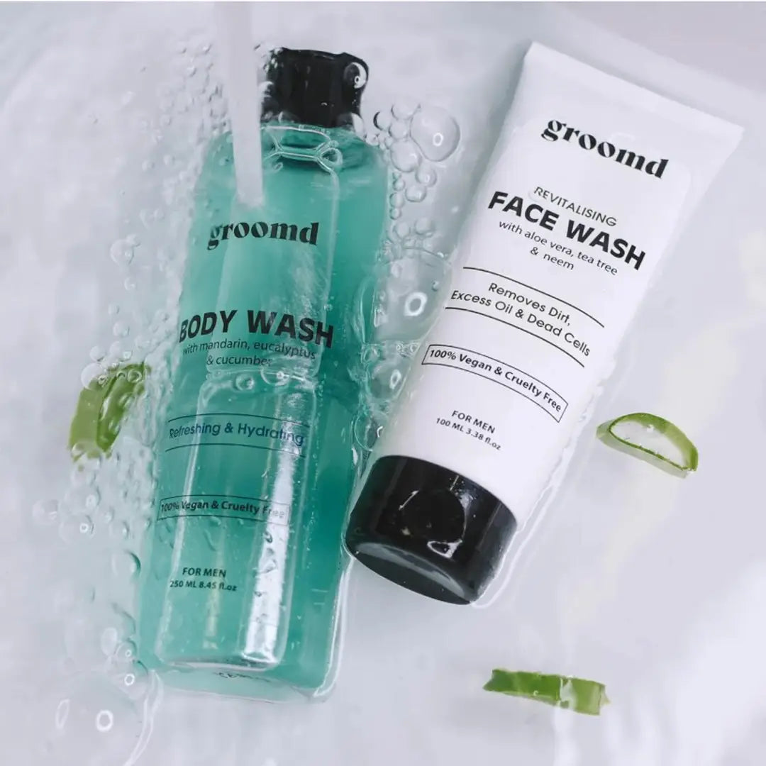 Groomd Daily Cleansing Duo - Revitalising Face wash (100ML)  Refreshing Body Wash (250ML) (2 Pcs)