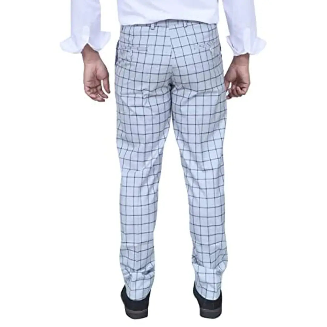 KUNDAN Poly-Viscose Blended Men Fancy Checks Pattern Trouser (Pack of 1 Trouser for Men's)