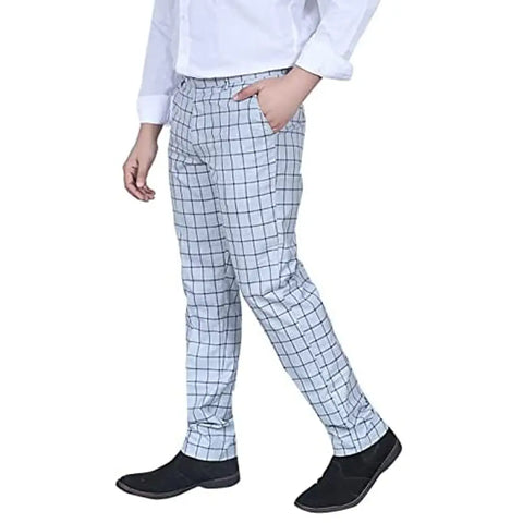 KUNDAN Poly-Viscose Blended Men Fancy Checks Pattern Trouser (Pack of 1 Trouser for Men's)