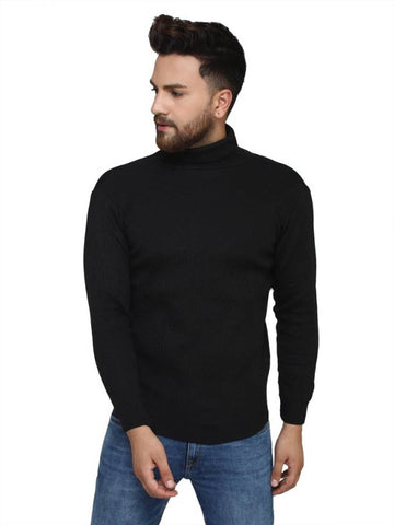Classic Acrylic Solid High Neck Sweaters for Men