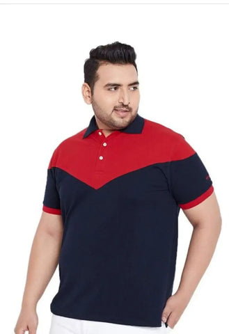 Men Plus Size Colour Blocked Polo T-shirt