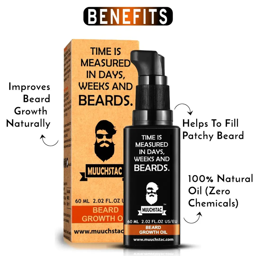 Muuchstac Beard Growth Oil (60 ml), Skin Lightening Oil (30 ml) with Ocean Face Wash (100 ml)