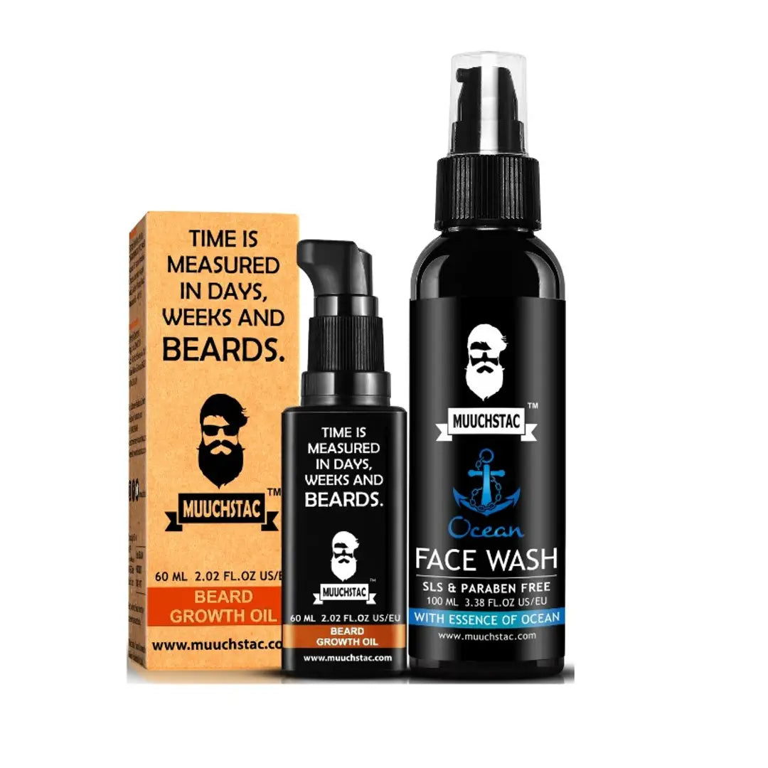 Muuchstac Beard Growth Oil (60 ml) with Ocean Face Wash (100 ml)