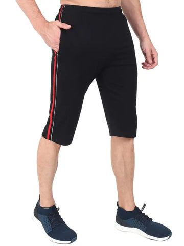 Zeffit Trendy 3/4th Shorts Capri For Men - Black