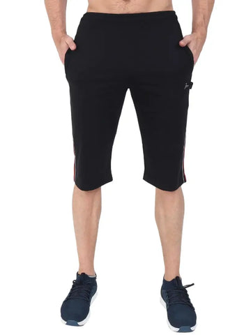 Zeffit Trendy 3/4th Shorts Capri For Men - Black