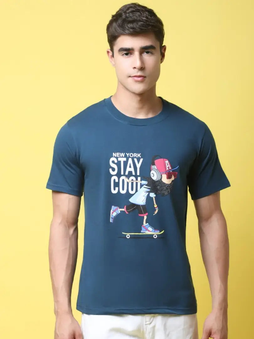 Men stylish Cotton Blend Printed Casual T-Shirt