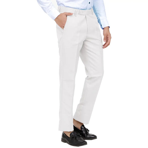 Kundan Men Poly-Viscose Blended White Formal Trouser ( Pack of 1 Trouser )