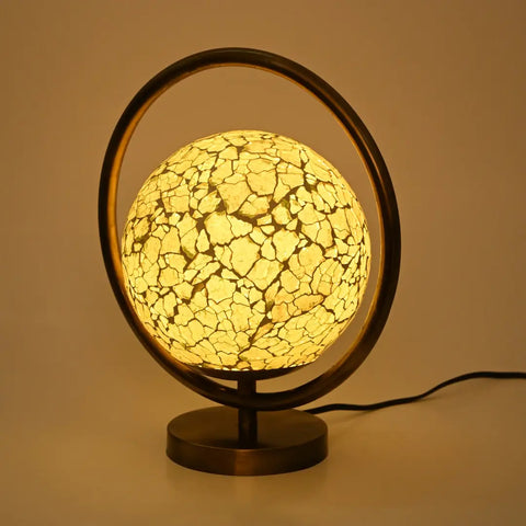 Designer  Decorative Round Table Lamp With Decorative Colorful Glass Shade