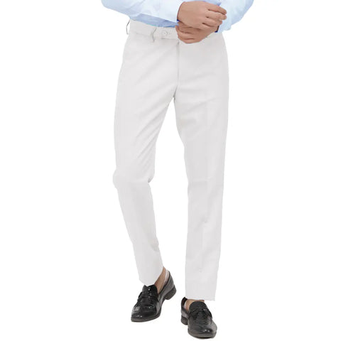 Kundan Men Poly-Viscose Blended White Formal Trouser ( Pack of 1 Trouser )