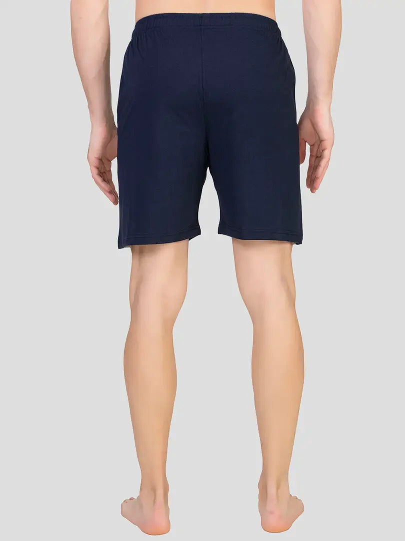 Zeffit Men's Regular Shorts , Knee Length Bermuda Lounge Shorts with Two Side Pockets - Navy