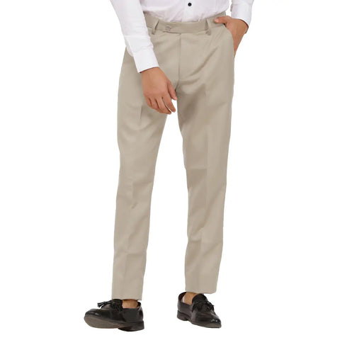 Kundan Men Poly-Viscose Blended Light Cot Brown Formal Trouser ( Pack of 1 Trouser )