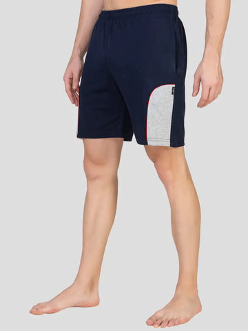 Zeffit Men's Regular Shorts , Knee Length Bermuda Lounge Shorts with Two Side Pockets - Navy