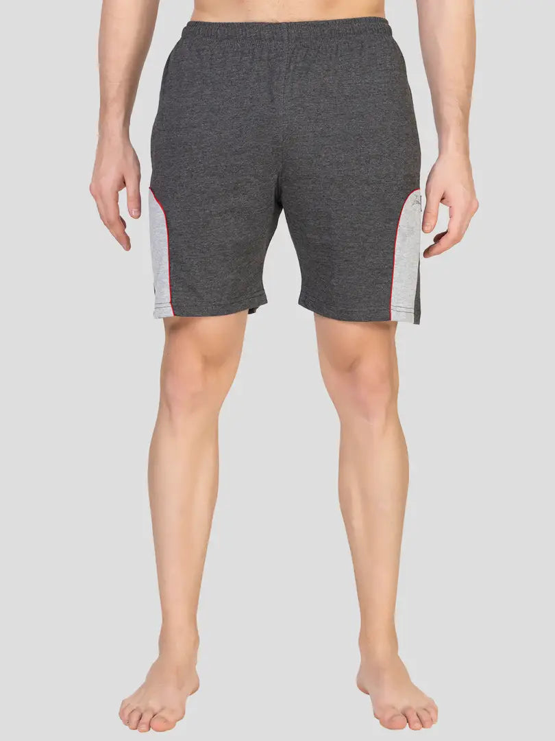 Zeffit Men's Regular Shorts , Knee Length Bermuda Lounge Shorts with Two Side Pockets - Charcoal