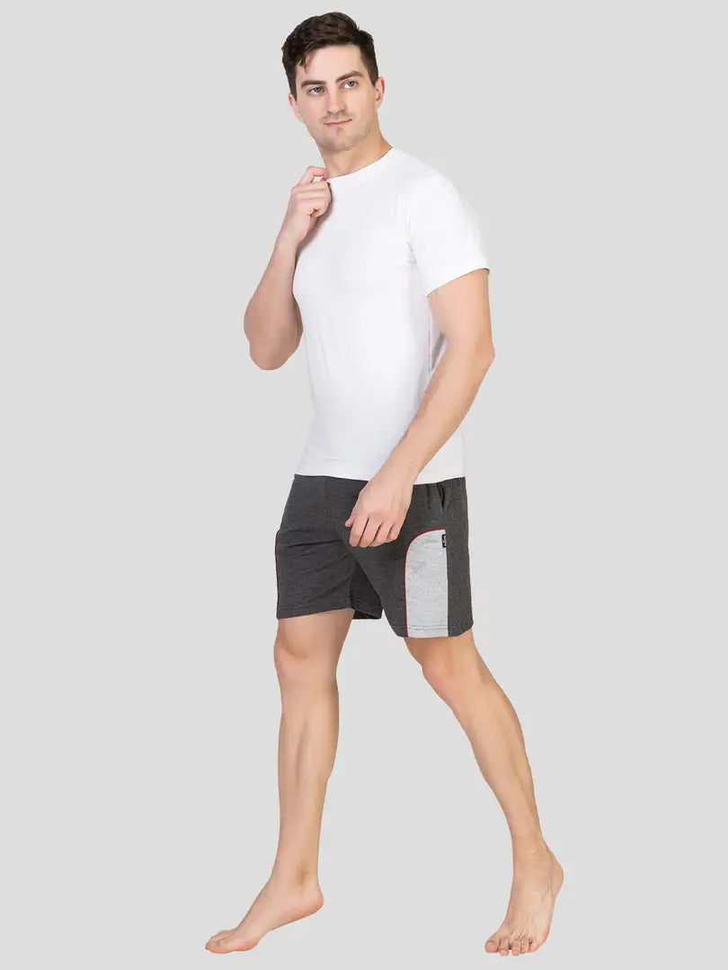 Zeffit Men's Regular Shorts , Knee Length Bermuda Lounge Shorts with Two Side Pockets - Charcoal