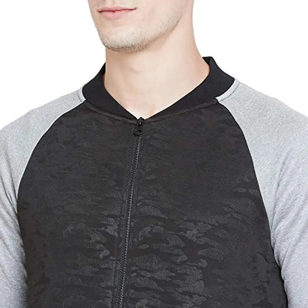 PERFKT-U Men's Zipper Sports Jacket (Black Grey)