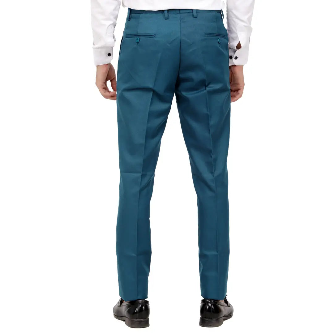 Kundan Men Poly-Viscose Blended Morpich Blue Formal Trouser ( Pack of 1 Trouser )