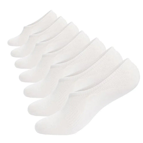 No Show Socks Mens 7 Pair Cotton Thin Non Slip Low Cut Men Invisible Sock 6-8/9-11/12-14, 7white, Shoe Size: 6-8