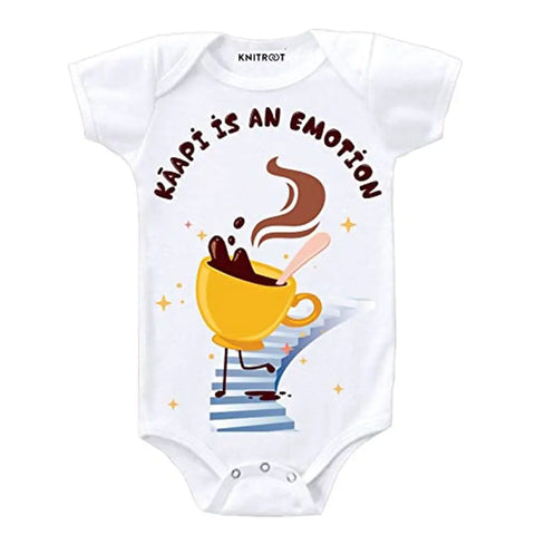Knitroot Baby Unisex Bodysuit For Infant Half Sleeve White Color Kappi Is an Emotion