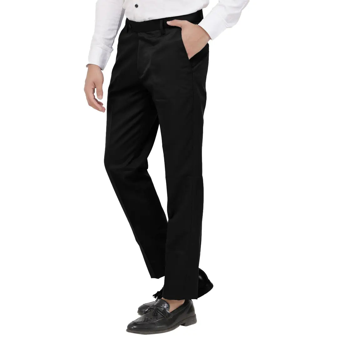 Kundan Men Poly-Viscose Blended Black Formal Trouser ( Pack of 1 Trouser )
