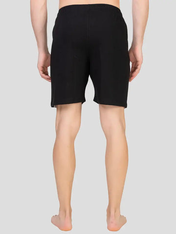 Zeffit Men's Regular Shorts , Knee Length Bermuda Lounge Shorts with Two Side Pockets - Black