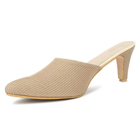 Stylish Beige Synthetic Solid Heels For Women